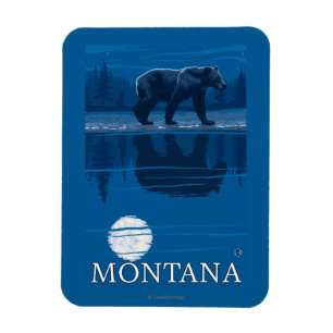 Bear Walking in Moonlight Vintage Travel Magnet