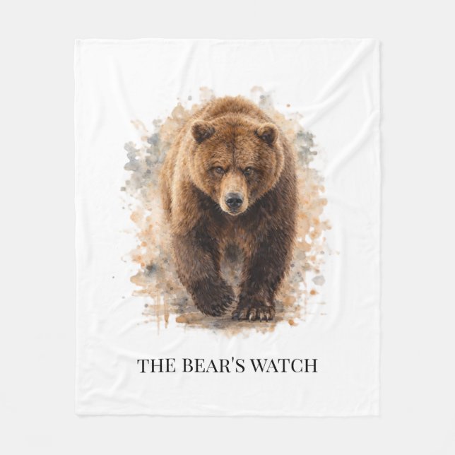Bear Watch Fireside Cabin Comfort Fleece Blanket (Front)