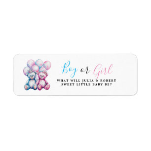Bear Watercolor Gender Reveal Party Boy or Girl