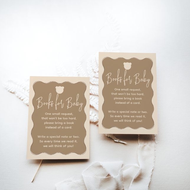 Bear Wavy Frame  Book Request Simple Baby Shower  Enclosure Card (Creator Uploaded)