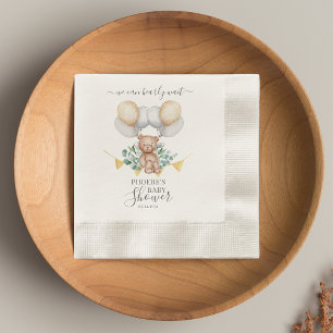Bear We Can Bearly Wait Eucalyptus Baby Shower Napkin