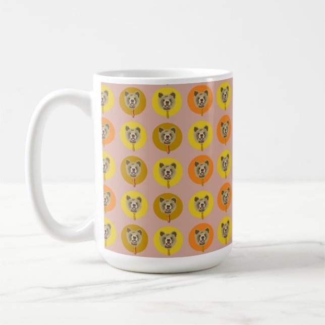 bear wear tie pattern coffee mug (Left)