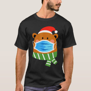 Bear Wearing Face Mask Pyjamas Quarantine Christma T-Shirt