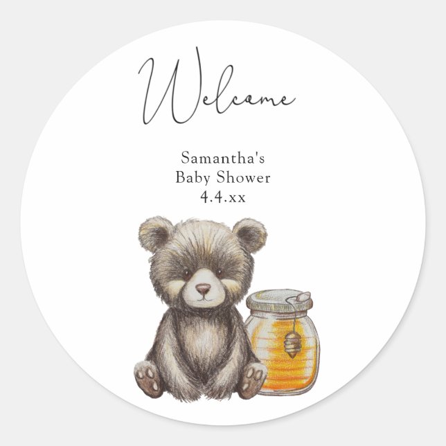 Bear Welcome Classic Round Sticker (Front)