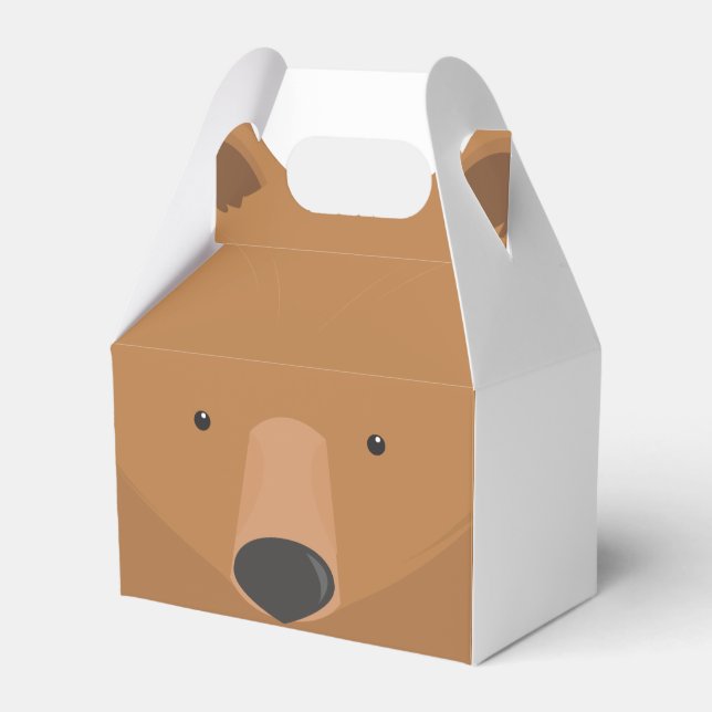 Bear White Brown Animal Favour Box (Front Side)