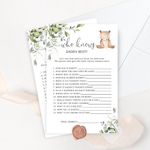 Bear Who knows daddy best baby shower game