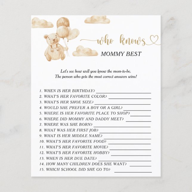 Bear Who knows mummy best (Front)