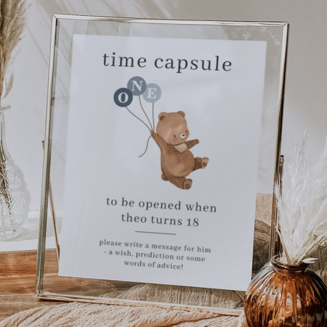Bear with 3 Blue Balloons Time Capsule Poster (Creator Uploaded)