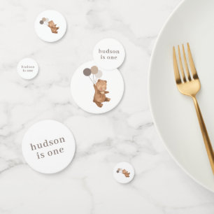 Bear with 3 Brown Balloons Confetti