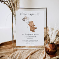 Bear with 3 Brown Balloons Time Capsule Poster