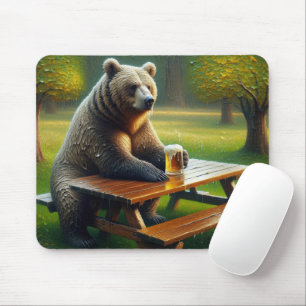 Bear With a Beer Mouse Mat