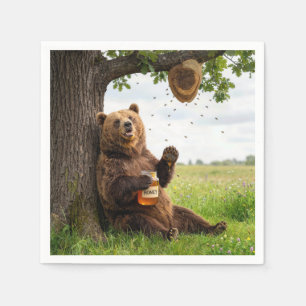 Bear With a Jar of Honey Napkin