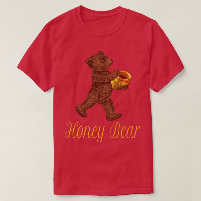 Bear with a Jar of Honey Walking Premium  T-Shirt (Design Front)
