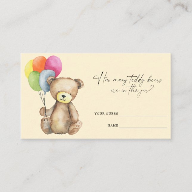 Bear with balloons - Guess how many teddy bears Enclosure Card (Front)
