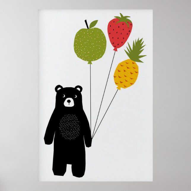 Bear with Balloons Poster (Front)