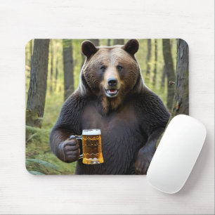 Bear with Beer Mug Mouse Mat