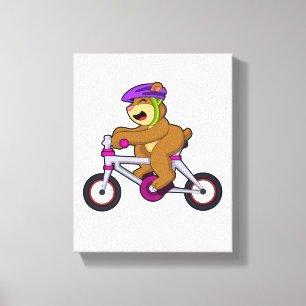 Bear with Bicycle & Helmet Canvas Print