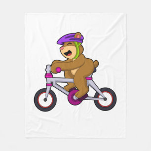 Bear with Bicycle & Helmet Fleece Blanket