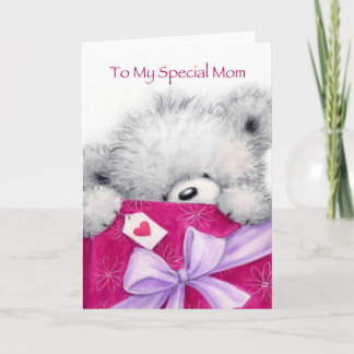 Bear with Big Present, for MoM's Birthday Card