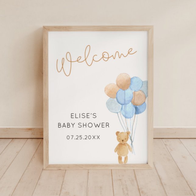 Bear with Blue and Tan Balloons Welcome Poster (Creator Uploaded)