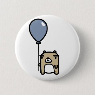 Bear With Blue Balloon 6 Cm Round Badge
