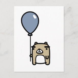 Bear With Blue Balloon Postcard
