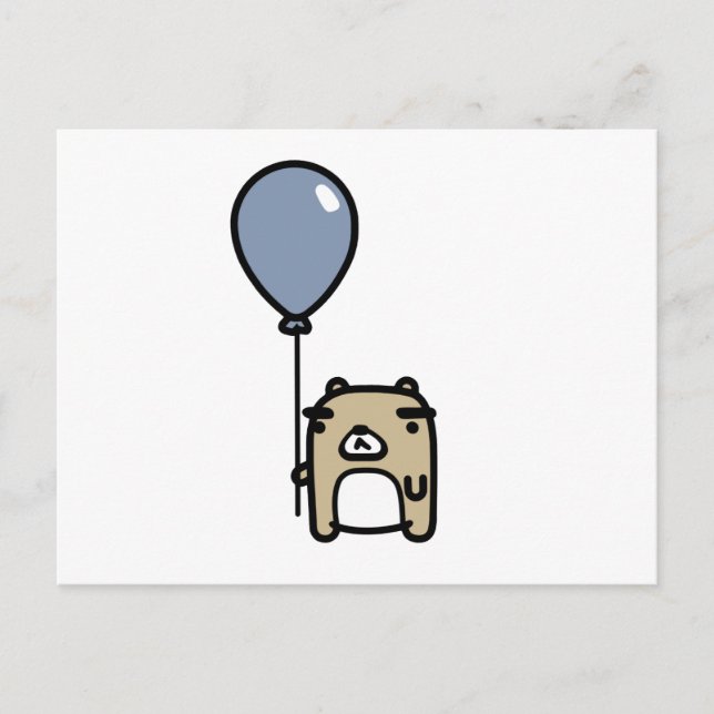 Bear With Blue Balloon Postcard (Front)