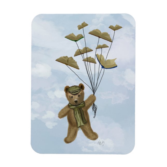 Bear with Book Butterflies 3 Magnet (Vertical)