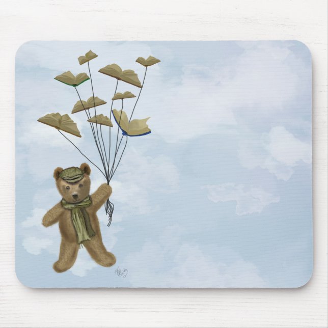 Bear with Book Butterflies 3 Mouse Mat (Front)