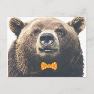 Bear with bow postcard