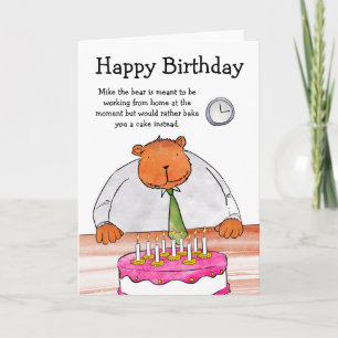 Bear with cake birthday card