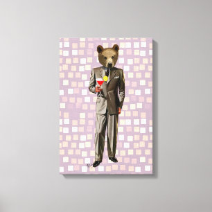 Bear With Cocktail Canvas Print