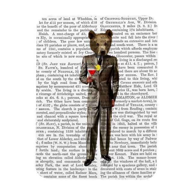 Bear with Cocktail Magnet (Vertical)