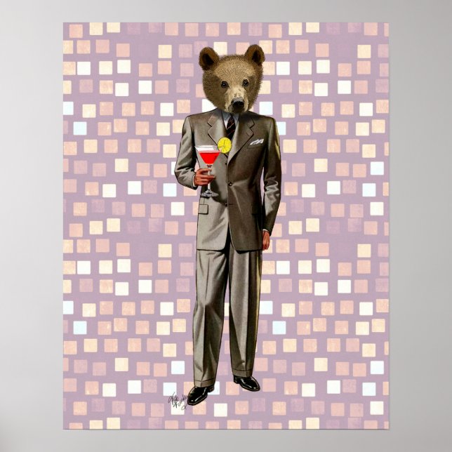 Bear With Cocktail Poster (Front)