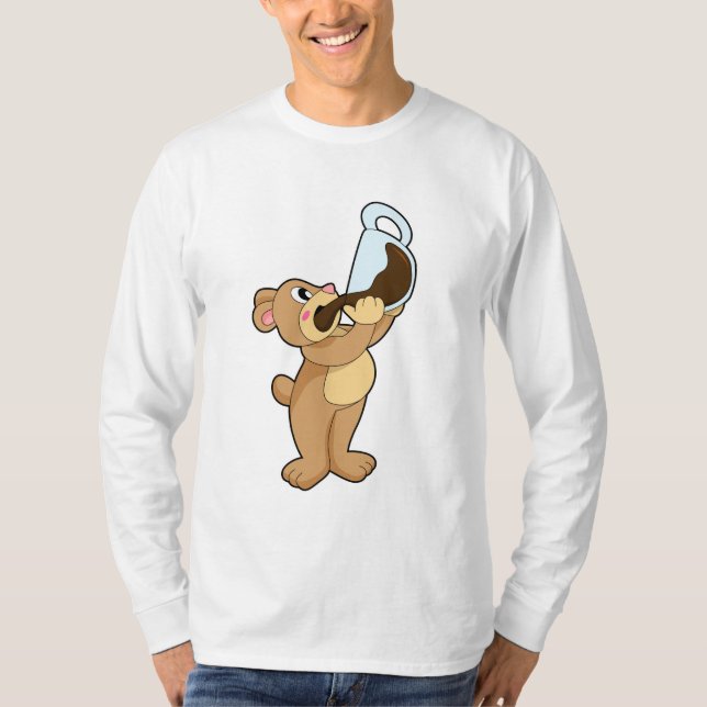 Bear with Coffee Cup T-Shirt (Front)
