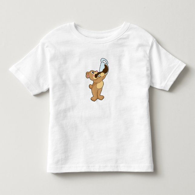 Bear with Coffee Cup Toddler T-Shirt (Front)