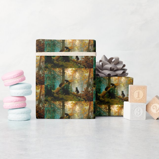 Bear with Cubs in a Pine Forest Ivan Shishkin 1889 Wrapping Paper (Baby Shower)