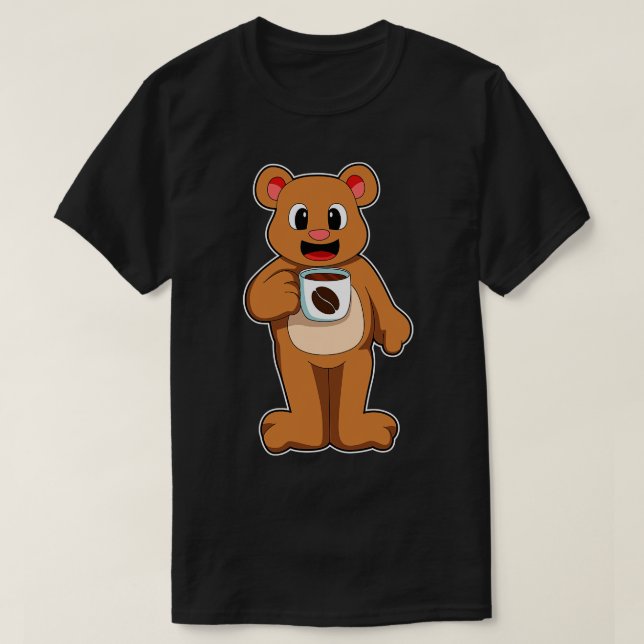Bear with Cup of Coffee 1 T-Shirt (Design Front)