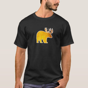 Bear with Deer Antlers Funny Beer Lover Spirit Ani T-Shirt