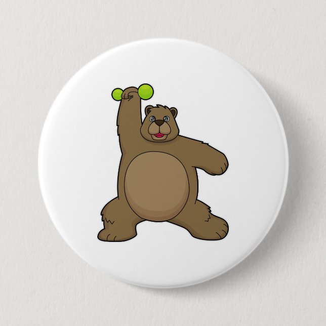 Bear with Dumbbell at Yoga Fitness 7.5 Cm Round Badge (Front)