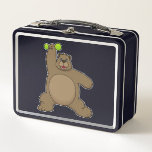 Bear with Dumbbell at Yoga Fitness Metal Lunch Box