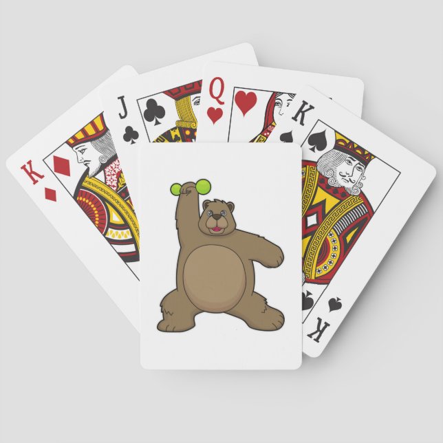 Bear with Dumbbell at Yoga Fitness Playing Cards (Back)