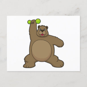 Bear with Dumbbell at Yoga Fitness Postcard