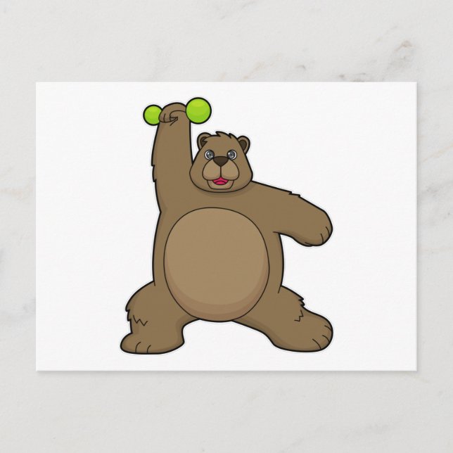 Bear with Dumbbell at Yoga Fitness Postcard (Front)