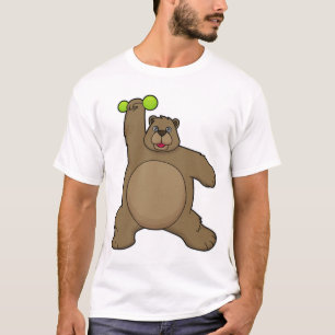 Bear with Dumbbell at Yoga Fitness T-Shirt