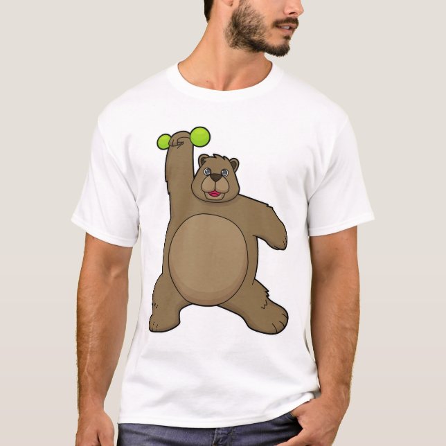 Bear with Dumbbell at Yoga Fitness T-Shirt (Front)