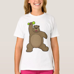 Bear with Dumbbell at Yoga Fitness T-Shirt