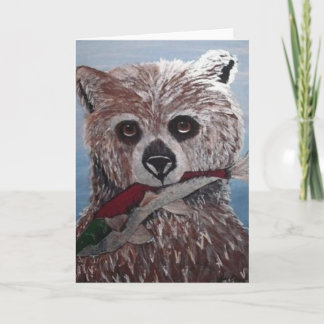 Bear with Fish Note Card Blank Inside
