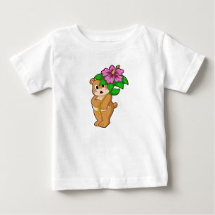 Bear with Flower Hibiscus Baby T-Shirt