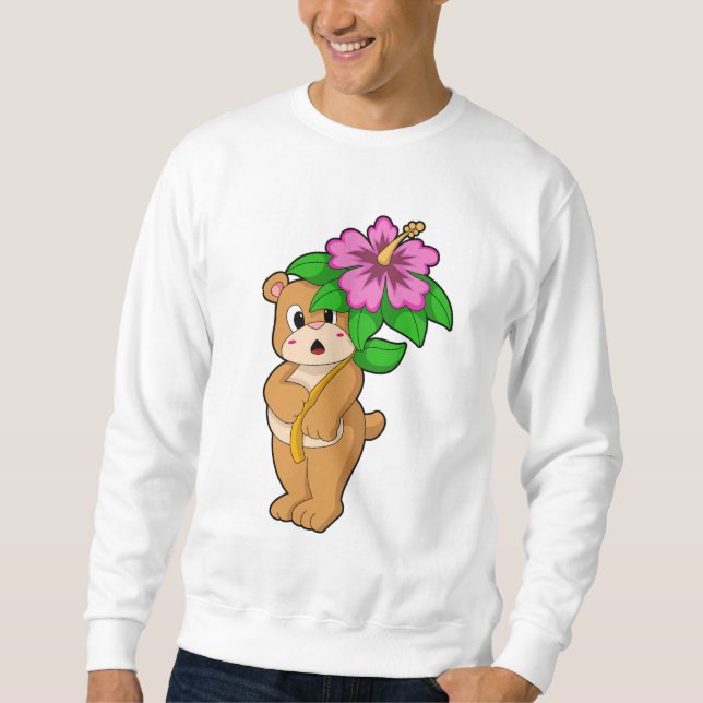 Bear with Flower Hibiscus Sweatshirt (Front)